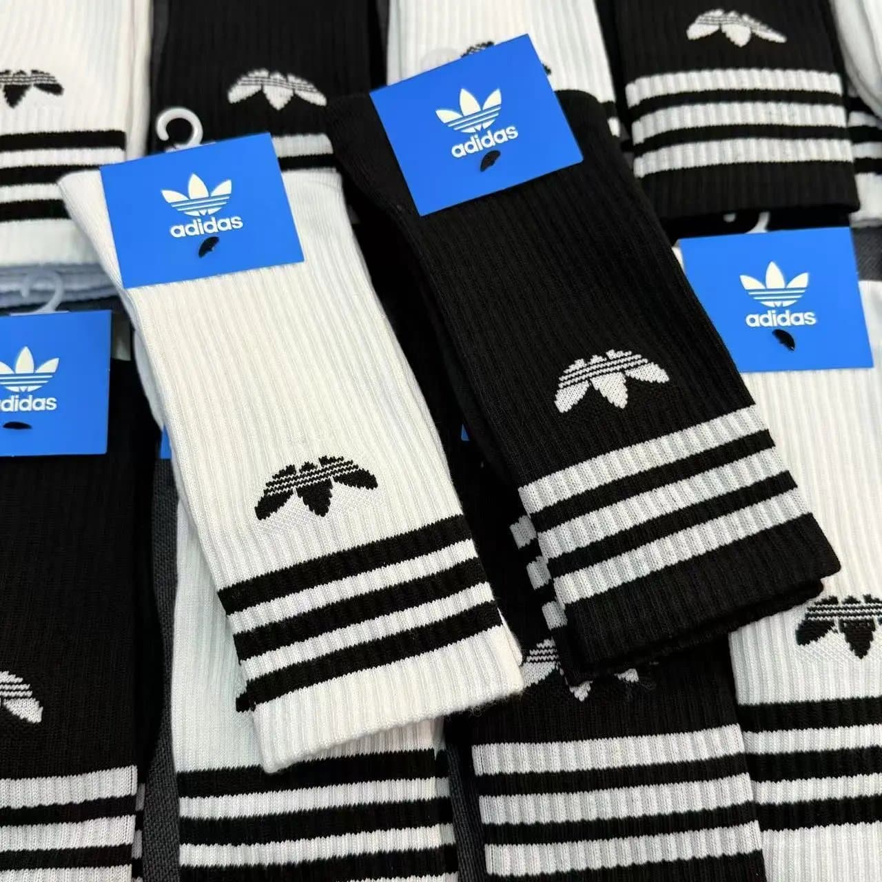 adidas Trefoil Crew Socks, Cotton-Blend Ribbed, Unisex Athletic & Casual Wear 1