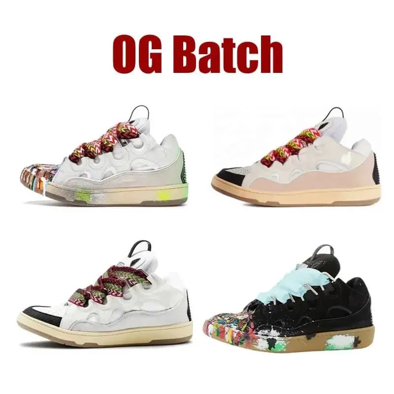 Mixed-Material Low-Top Curb Sneakers with Paint-Splatter Midsole & Zigzag Laces 1