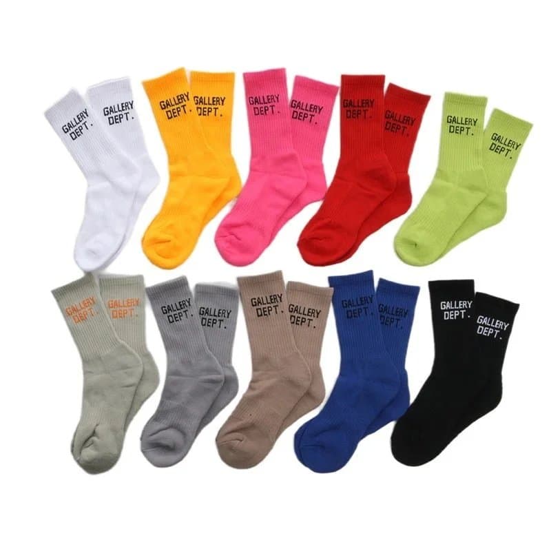 Gallery Dept. Ribbed Crew Socks, Cotton Blend, Unisex, Bold Logo, Streetwear Style 1