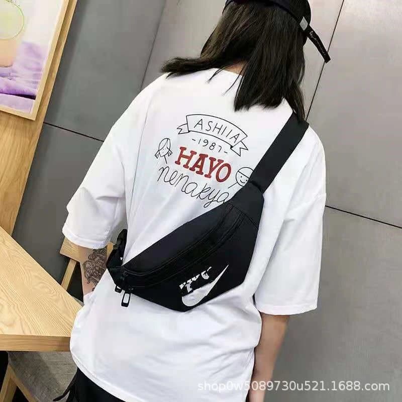 Nike Logo Distorted Waist Bag, Unisex Streetwear Fanny Pack, Adjustable Strap 1