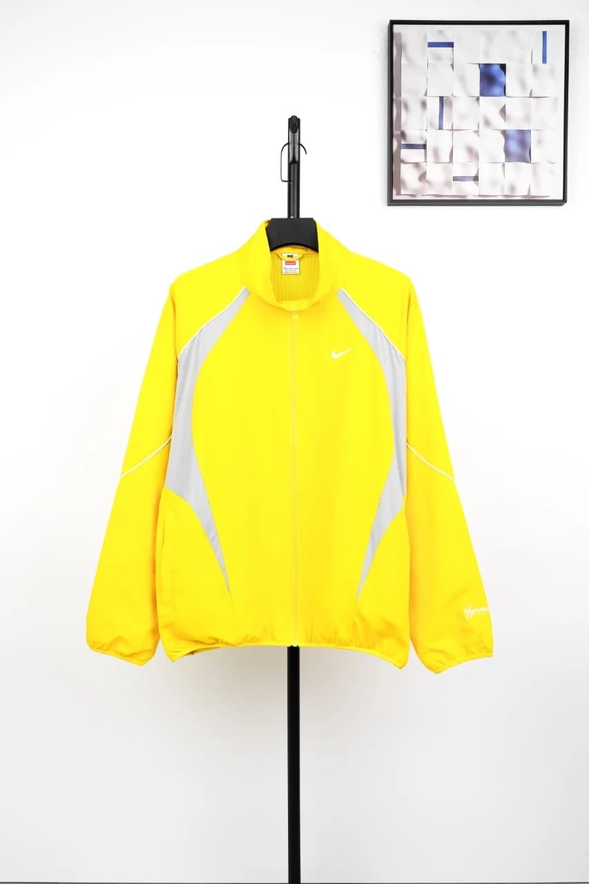 Nike Yellow Oversized Track Jacket, Swoosh Logo, Mesh Panels, Men's Loose Fit 1