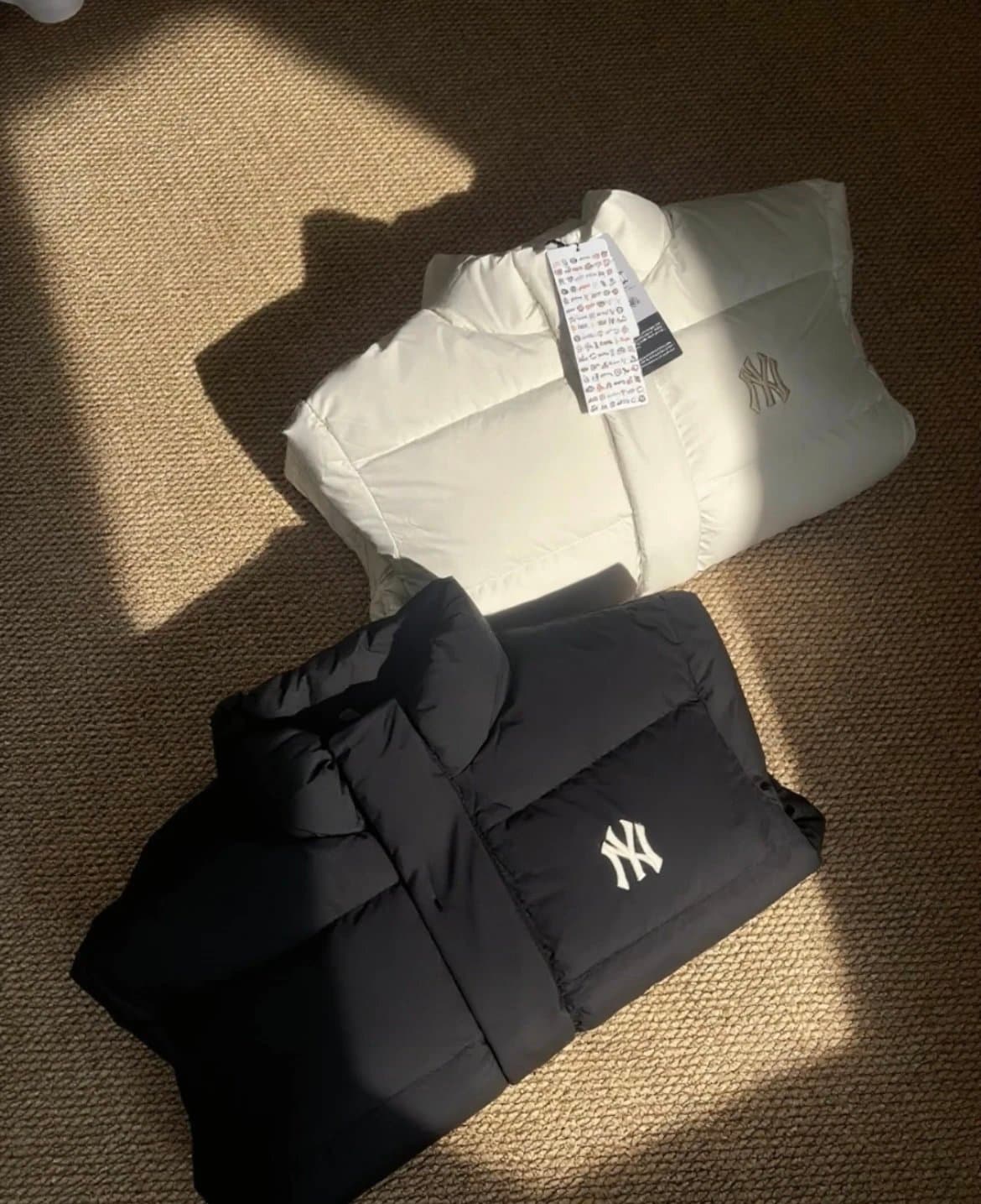 New York Yankees Long Oversized Puffer Coat - Quilted Down with NY Embroidery 1