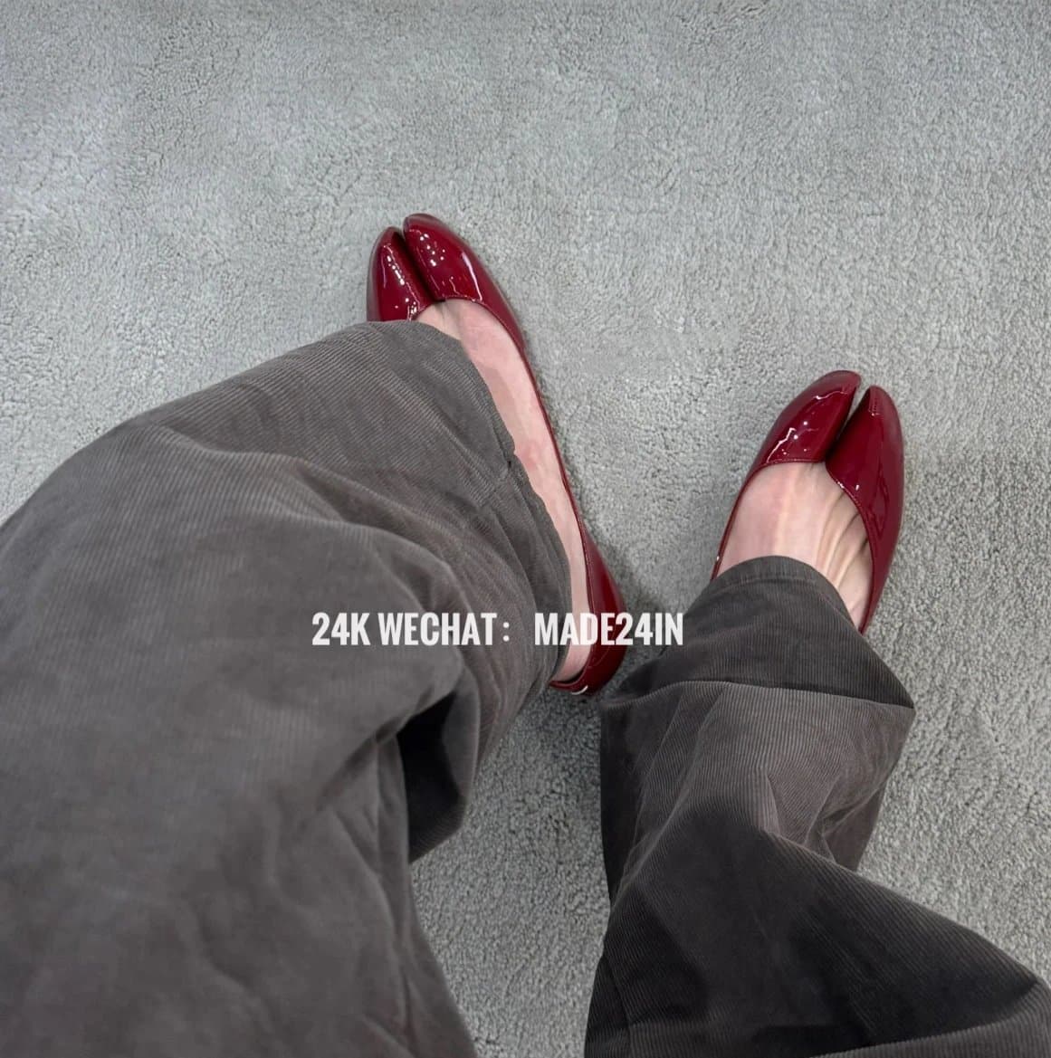 CHIC JISHE Tabi Toe Patent Leather Ballet Flats, Crystal Lambskin Insole, Women's Designer Shoe 1