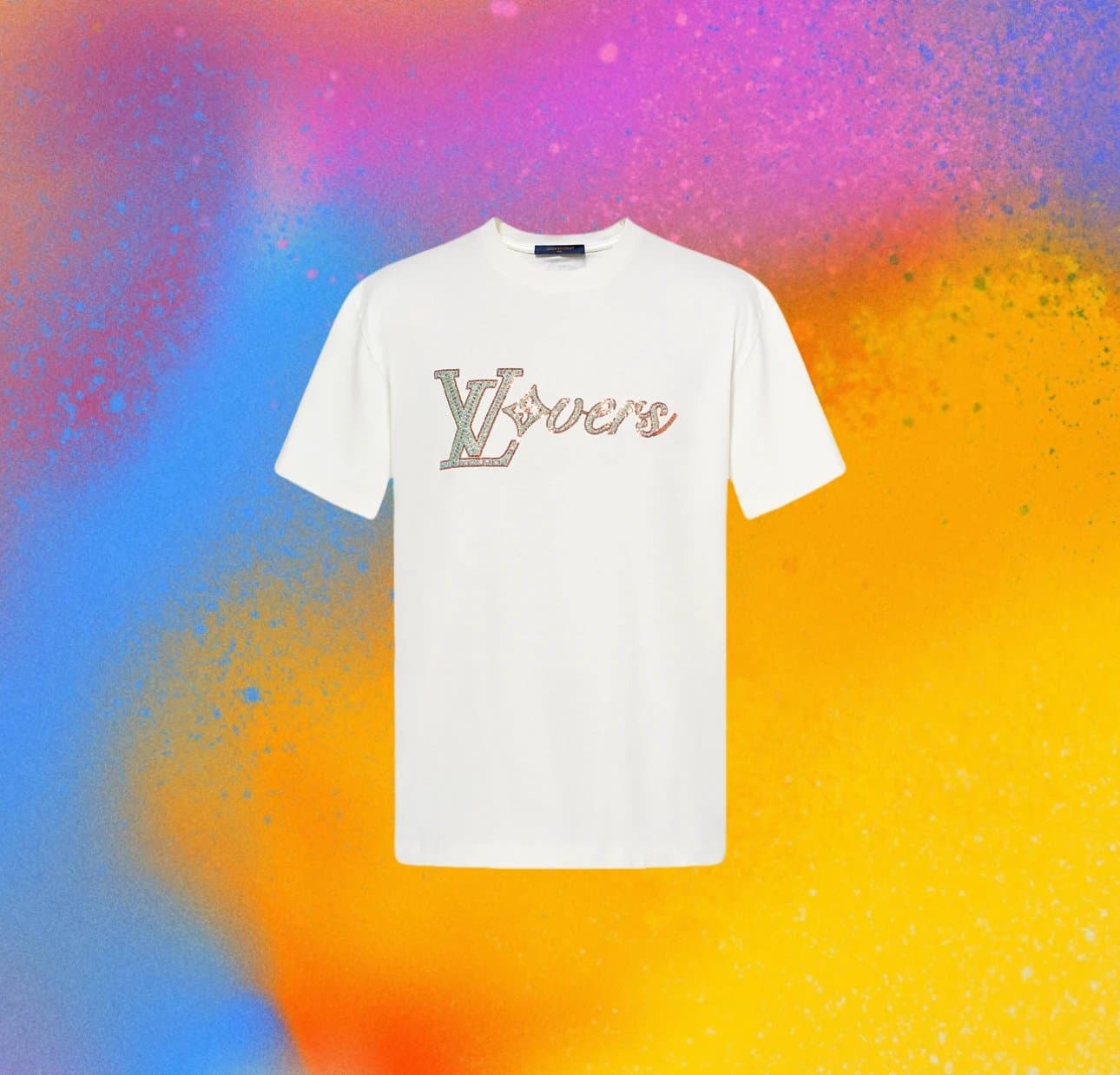 Louis Vuitton FW24 Beaded Sequin Embroidered 'LV Lovers' Crewneck Tee 1