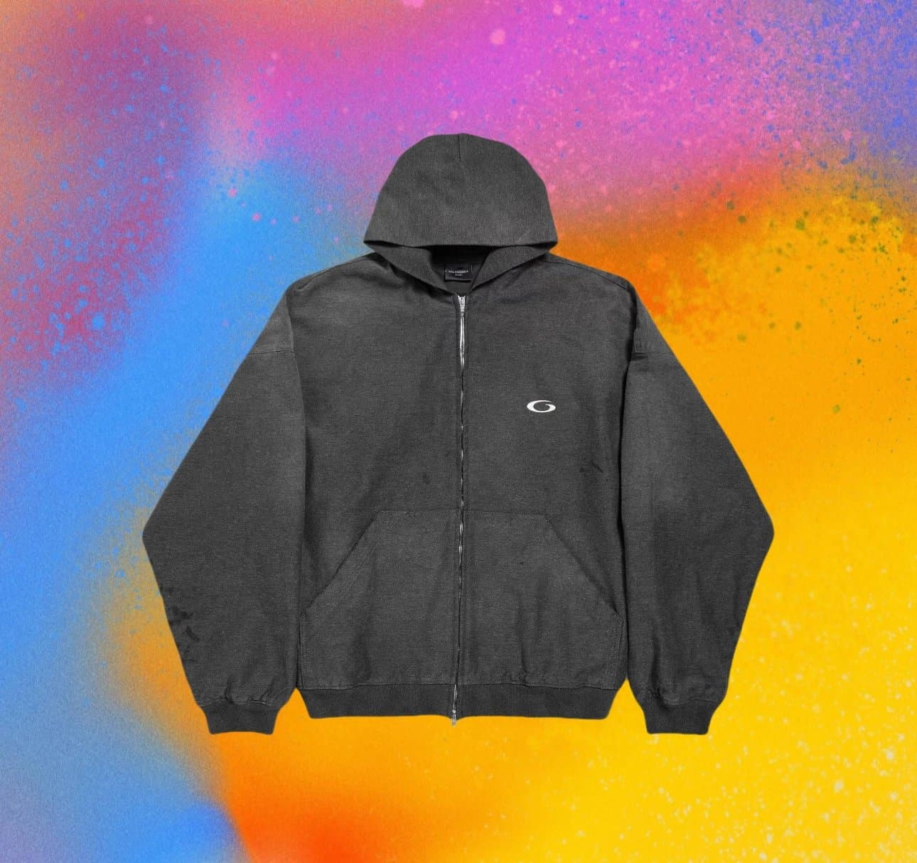 O-Logo Full-Zip Hooded Sweatshirt — Charcoal Fleece, Kangaroo Pockets 1