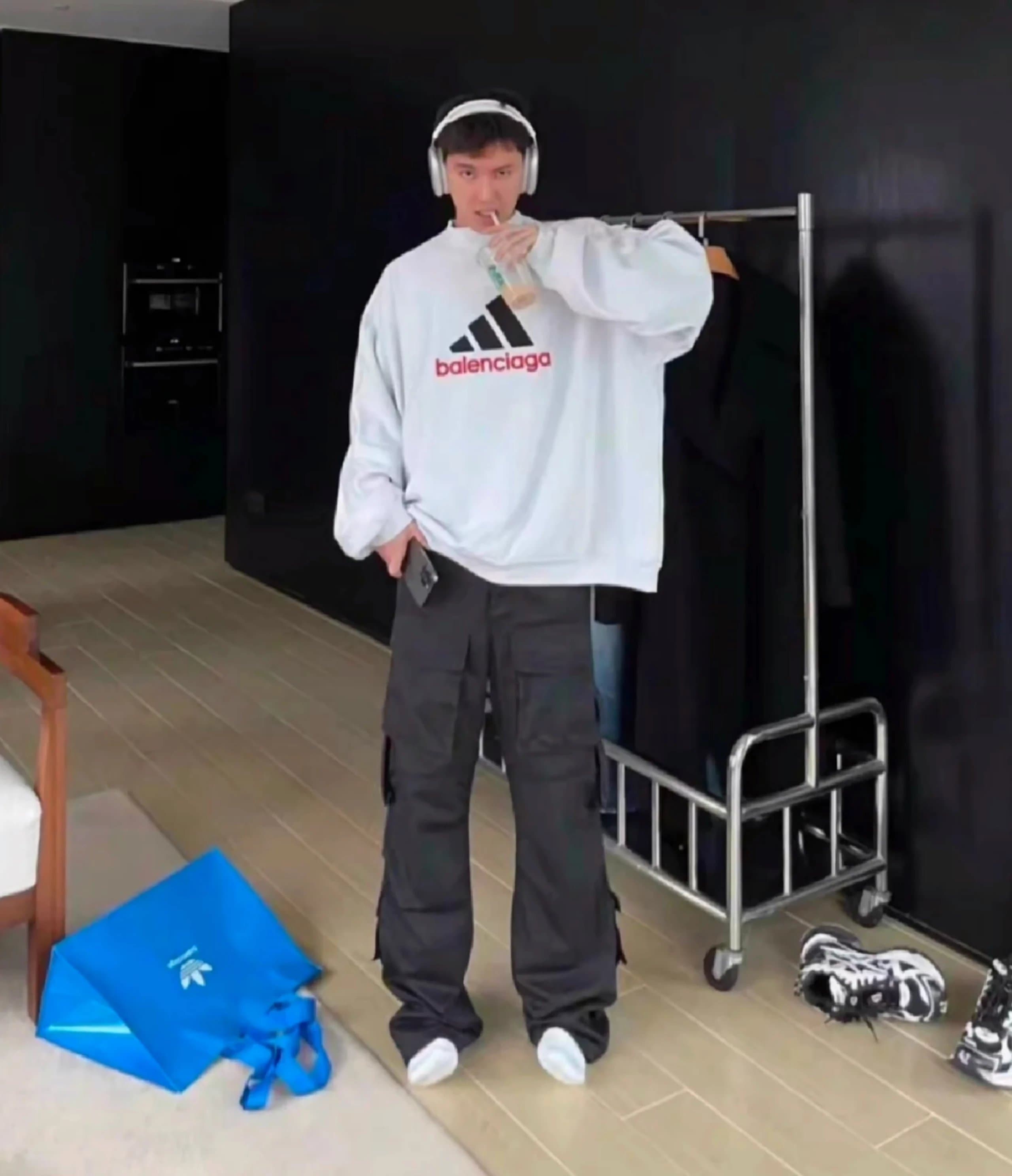 Balenciaga x adidas Oversized Crewneck Sweatshirt with Embroidered Logo, Unisex 1