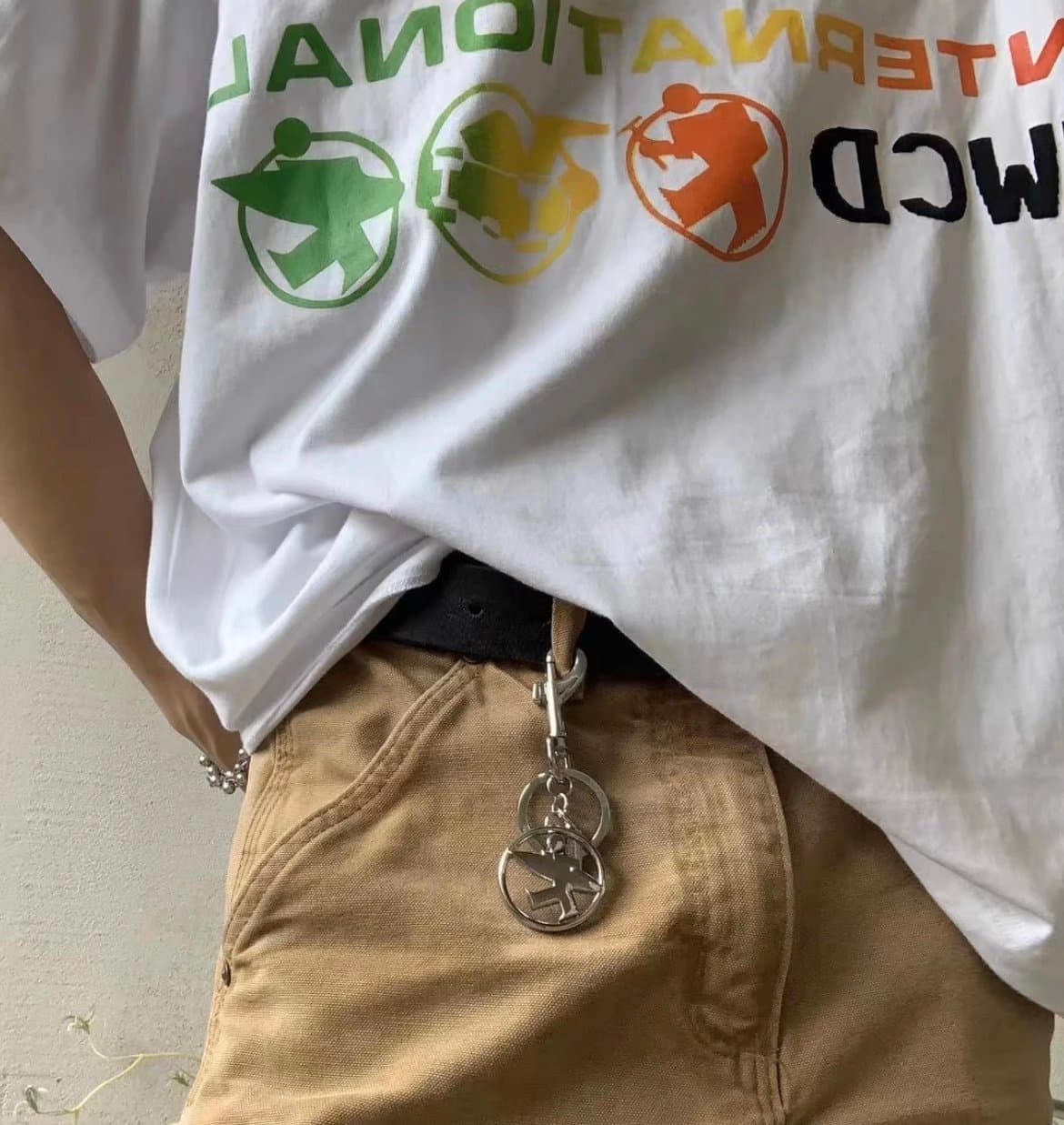 Stussy 23s Surfman Keychain, Silver-Tone Metal Accessory, Streetwear Accent 1