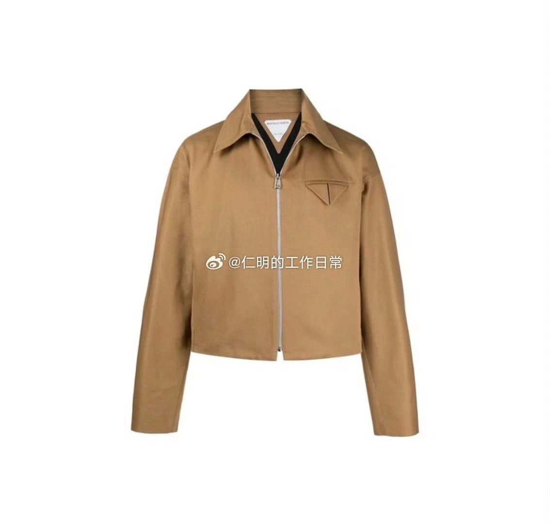 Bottega Veneta Cropped Caramel Zip Jacket — Boxy Cotton Twill 1